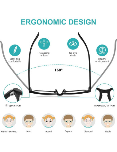 Gafas Anti Luz Azul Niños Okany 3 Paquetes Gris Negro Leopardo Rosa