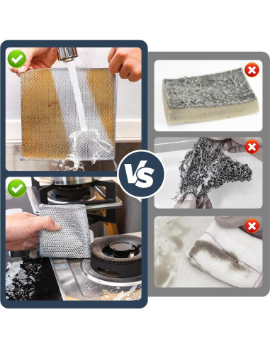 Paños de Alambre de Acero Navona 12 Pcs Doble Capa No Rayante