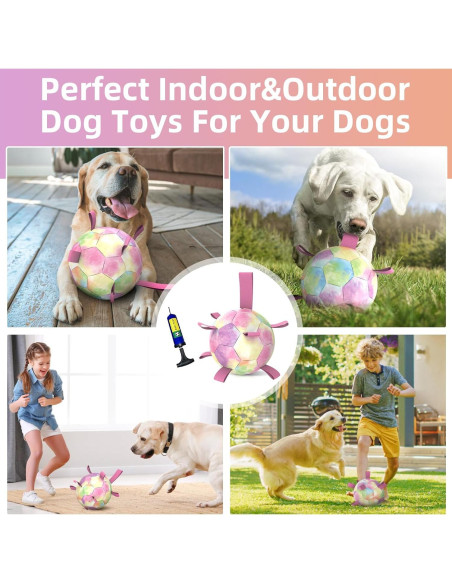 Balón de Fútbol para Perros QDAN Extra Grande 23 cm Arcoíris