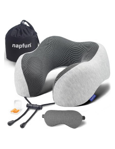 Almohada de Cuello Napfun para Viajar 100% Espuma de Memoria