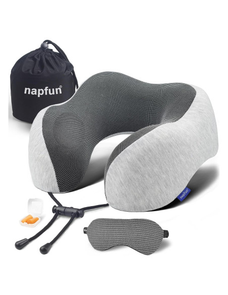 Almohada de Cuello Napfun para Viajar 100% Espuma de Memoria