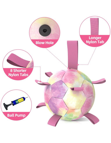 Balón de Fútbol para Perros QDAN Extra Grande 23 cm Arcoíris