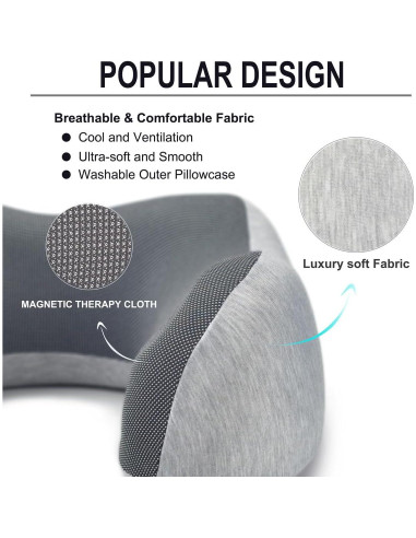 Almohada de Cuello Napfun para Viajar 100% Espuma de Memoria