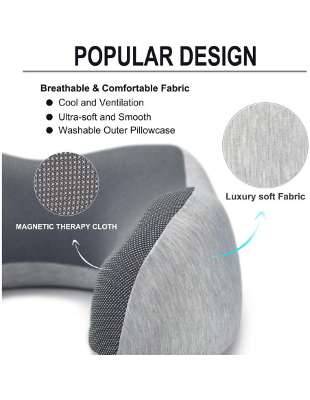 Almohada de Cuello Napfun para Viajar 100% Espuma de Memoria