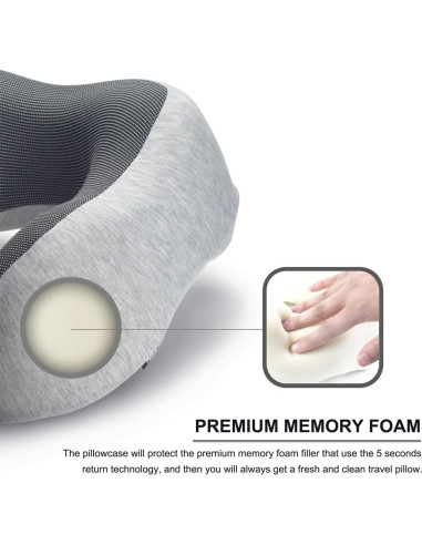 Almohada de Cuello Napfun para Viajar 100% Espuma de Memoria