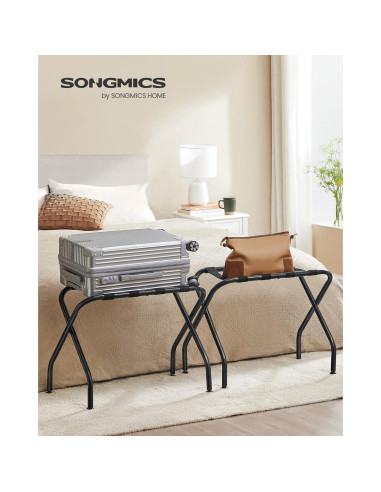 Soporte de Equipaje Plegable SONGMICS, Juego de 2, Negro, 50 kg
