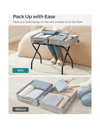 Soporte de Equipaje Plegable SONGMICS, Juego de 2, Negro, 50 kg