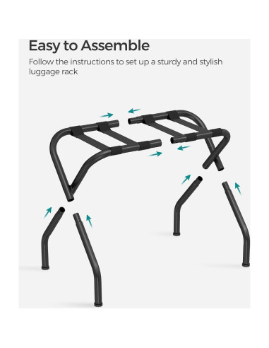 Soporte de Equipaje Plegable SONGMICS, Juego de 2, Negro, 50 kg