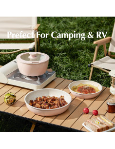 Juego de Sartenes y Ollas Redchef 16 Piezas Cerámica Rosa 2