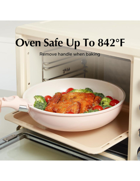 Juego de Sartenes y Ollas Redchef 16 Piezas Cerámica Rosa