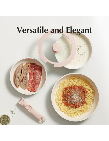 Juego de Sartenes y Ollas Redchef 16 Piezas Cerámica Rosa