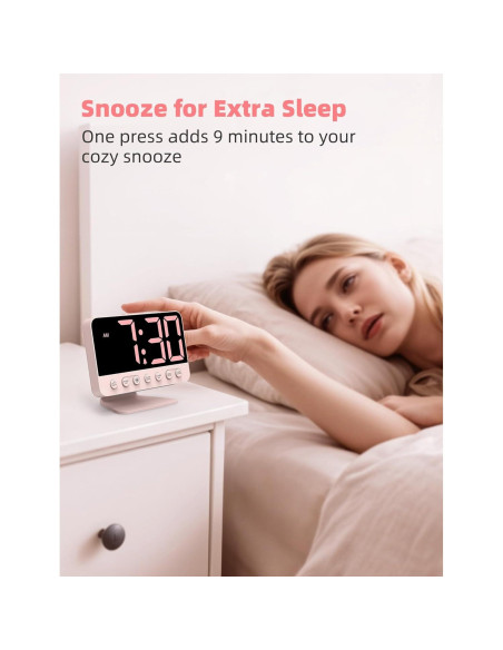 Reloj Despertador Digital Odokee Rosa Sakura con Luz Nocturna