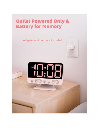 Reloj Despertador Digital Odokee Rosa Sakura con Luz Nocturna