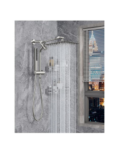 Cabezal de Ducha Veken 10" Cuadrado Niquelado con Ducha de Mano