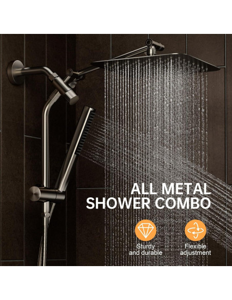 Cabezal de Ducha Veken 10" Cuadrado Niquelado con Ducha de Mano