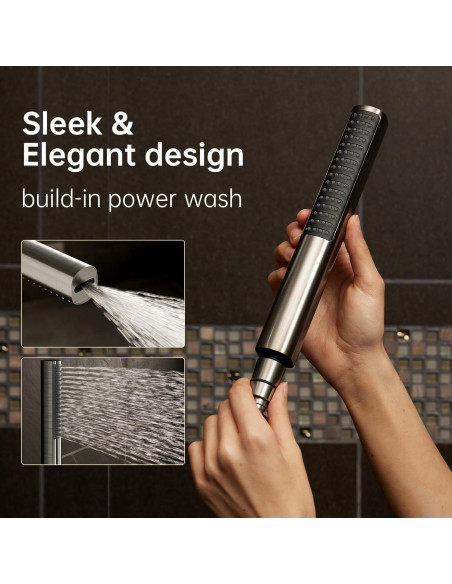 Cabezal de Ducha Veken 10" Cuadrado Niquelado con Ducha de Mano