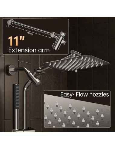 Cabezal de Ducha Veken 10" Cuadrado Niquelado con Ducha de Mano