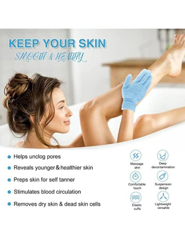 Guantes Exfoliantes Corporales Yiclick - 4 Piezas Azul