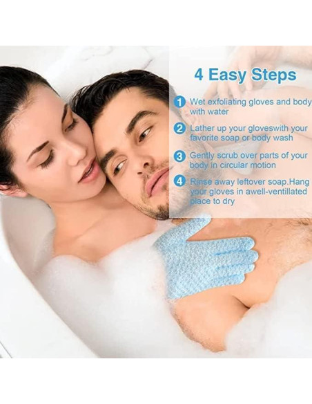 Guantes Exfoliantes Corporales Yiclick - 4 Piezas Azul