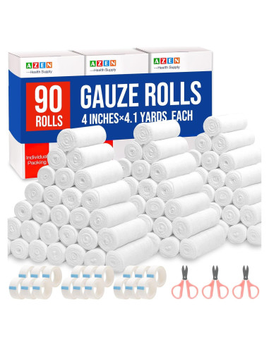 Rollos de Gasa AZEN 10.16 cm x 3.96 m - 90 Unidades