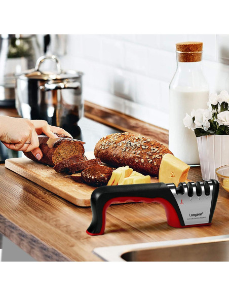Afilador de Cuchillos 4 en 1 Longzon con Guante Resistente