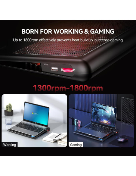 Base de Enfriamiento TECKNET para Laptop 12-16" Rojo