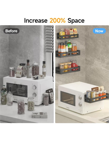 Estantes Magnéticos para Especias Sevenblue - Paquete de 4, Negro