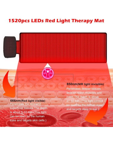 Alfombra de Terapia de Luz Roja Litecare T600 180x60 cm 1560 LEDs