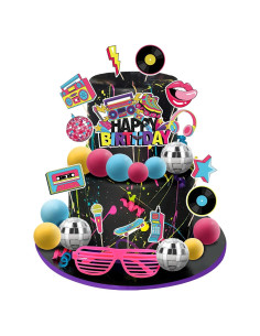 Adornos de Pastel Retro 80s Hooqict - 26 Piezas Temáticas