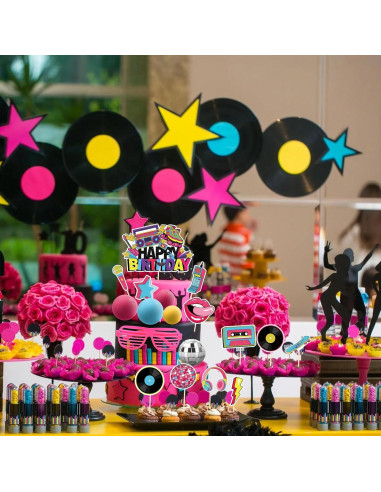 Adornos de Pastel Retro 80s Hooqict - 26 Piezas Temáticas