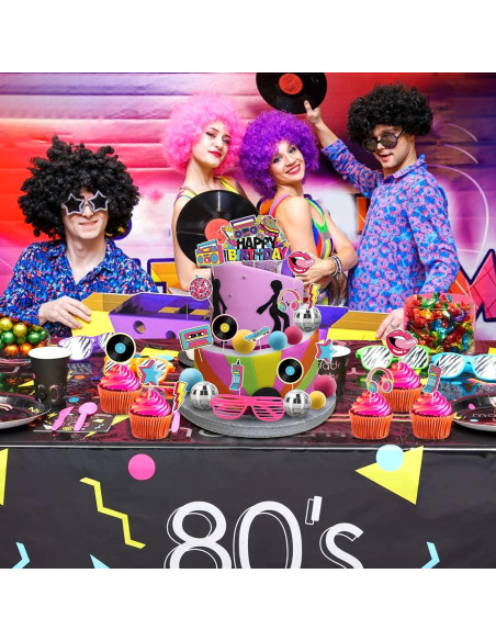 Adornos de Pastel Retro 80s Hooqict - 26 Piezas Temáticas