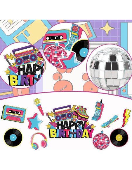 Adornos de Pastel Retro 80s Hooqict - 26 Piezas Temáticas