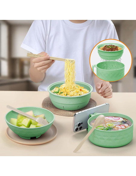 Juego de Tazones de Ramen MUUBOOX 32oz Verde Microondas