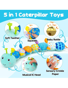 Juguete Musical de Peluche Oruga para Bebés 0-12 Meses 2