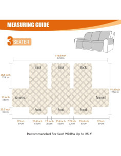 Funda Impermeable para Sofá Recliner VANSOFY 3 Plazas Café 2