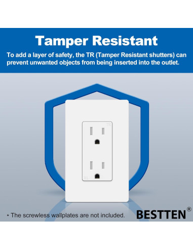 Receptáculo de Pared Decorador BESTTEN 15A Blanco - Paquete de 10