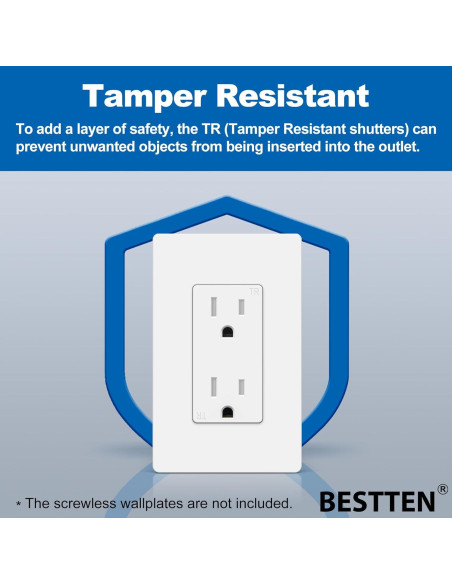 Receptáculo de Pared Decorador BESTTEN 15A Blanco - Paquete de 10