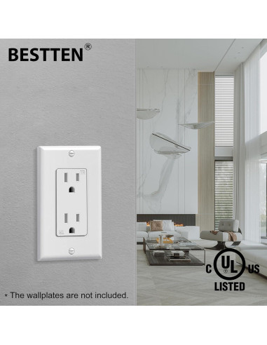 Receptáculo de Pared Decorador BESTTEN 15A Blanco - Paquete de 10