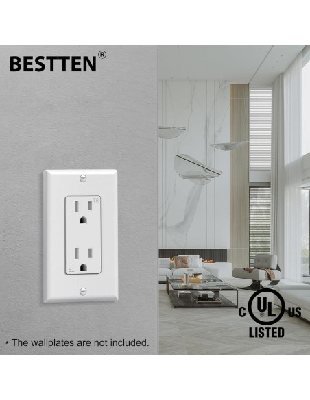 Receptáculo de Pared Decorador BESTTEN 15A Blanco - Paquete de 10