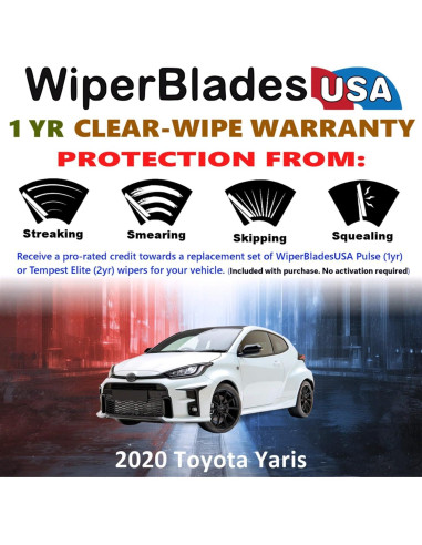 Juego de Limpiaparabrisas WiperBladesUSA para Toyota Yaris 2020