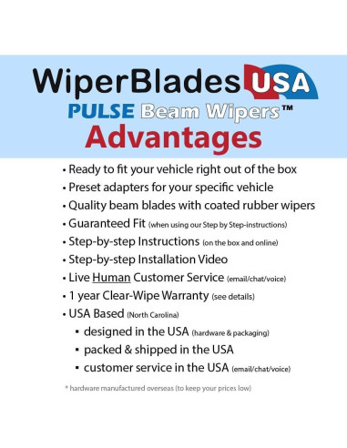 Juego de Limpiaparabrisas WiperBladesUSA para Toyota Yaris 2020