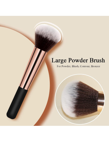 Juego de Brochas de Maquillaje Banidy - Polvo, Iluminador y Rubor