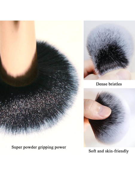 Juego de Brochas de Maquillaje Banidy - Polvo, Iluminador y Rubor