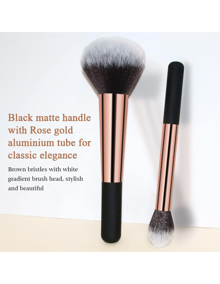 Juego de Brochas de Maquillaje Banidy - Polvo, Iluminador y Rubor