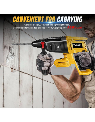 Martillo Perforador Inalámbrico Yutesiri 20V SDS Sin Escobillas
