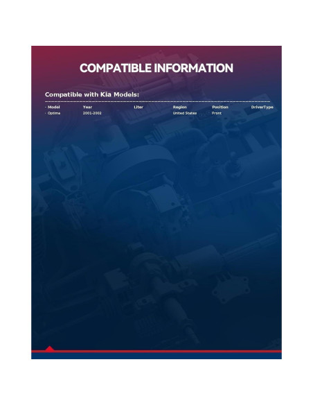 Kit de Freno Frontal KAX 31309+D485 para Kia Optima 2001-2002