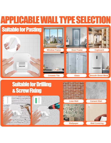 Soportes para Varillas de Cortina Autoadhesivos JHCJHC - 4 Piezas