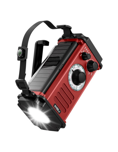 Radio de Emergencia Solar TM MD-107 10000mAh Roja con Linterna