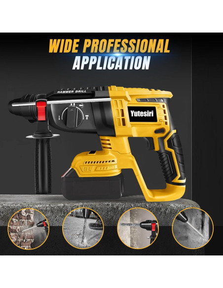 Martillo Perforador Inalámbrico Yutesiri 20V SDS Sin Escobillas