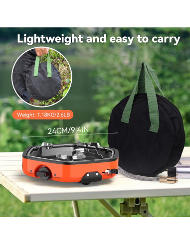 Estufa de Camping Portátil GIGART de Propano 86000 BTU Naranja